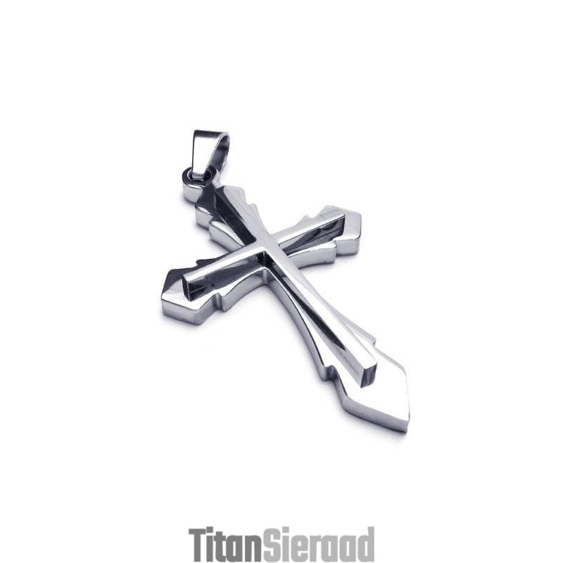 Heren Zilveren Hanger Kruisketting Van Puur Titanium (Nieuw) Heren Zilveren Hanger Kruisketting Van Puur Titanium (Nieuw)