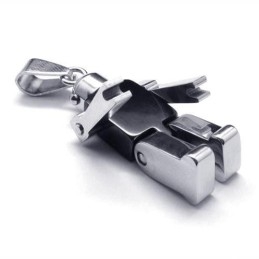 Heren Zwarte Zilveren Robot Puur Titanium Hanger Ketting