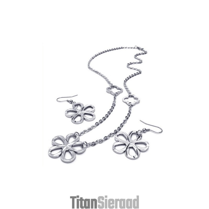 Prachtig Ontwerp, Kleur, Briljantie, Uitstekende Kwaliteit, Titanium Sieradenset Inclusief Ketting, Hanger En Oorbel