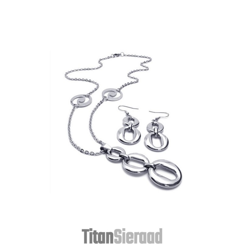 Behendig Ontwerp, Schitterende Kleuren, Uitstekende Kwaliteit Titanium Sieradenset Inclusief Ketting, Hanger En Oorbel