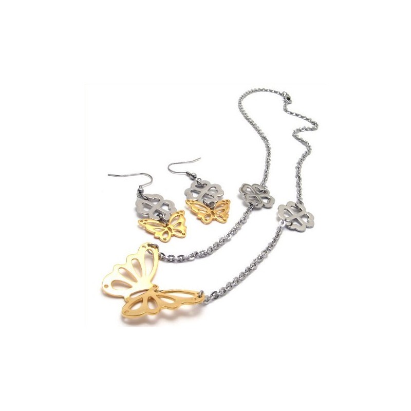 Fijn Bewerkte Kleurbriljantie, Hoogwaardige Titanium Sieradenset Inclusief Ketting, Hanger En Oorbel