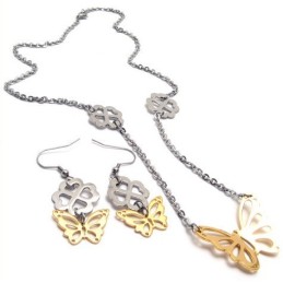 Fijn Bewerkte Kleurbriljantie, Hoogwaardige Titanium Sieradenset Inclusief Ketting, Hanger En Oorbel