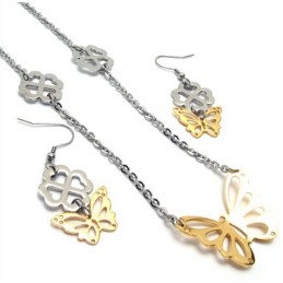 Fijn Bewerkte Kleurbriljantie, Hoogwaardige Titanium Sieradenset Inclusief Ketting, Hanger En Oorbel