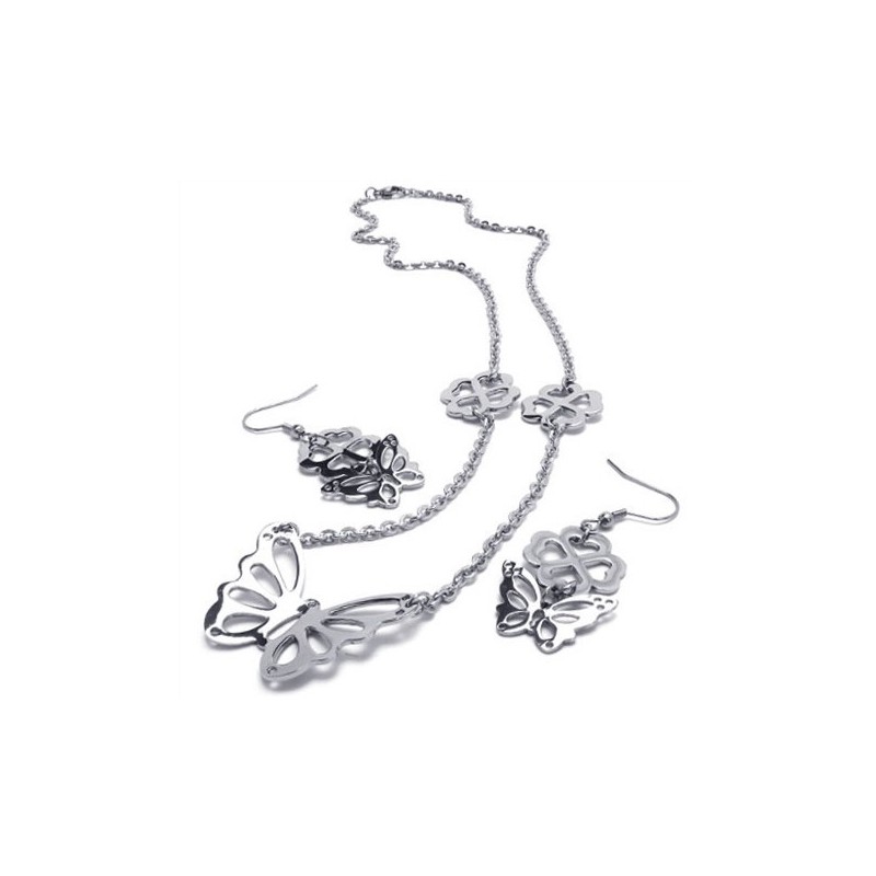 Aantrekkelijk Ontwerp, Kleur, Glans, Stabiele Kwaliteit, Titanium Sieradenset Inclusief Ketting, Hanger En Oorbel