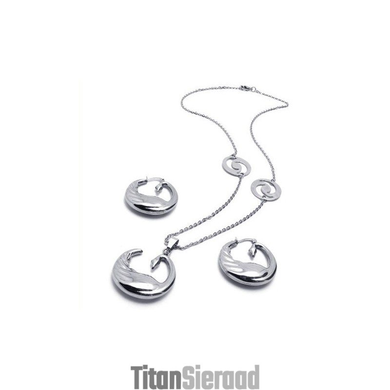 Elegante Vorm, Kleur, Briljantie, Uitstekende Kwaliteit, Titanium Sieradenset Inclusief Ketting, Hanger En Oorbel