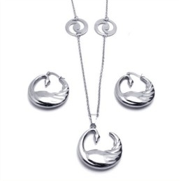 Elegante Vorm, Kleur, Briljantie, Uitstekende Kwaliteit, Titanium Sieradenset Inclusief Ketting, Hanger En Oorbel