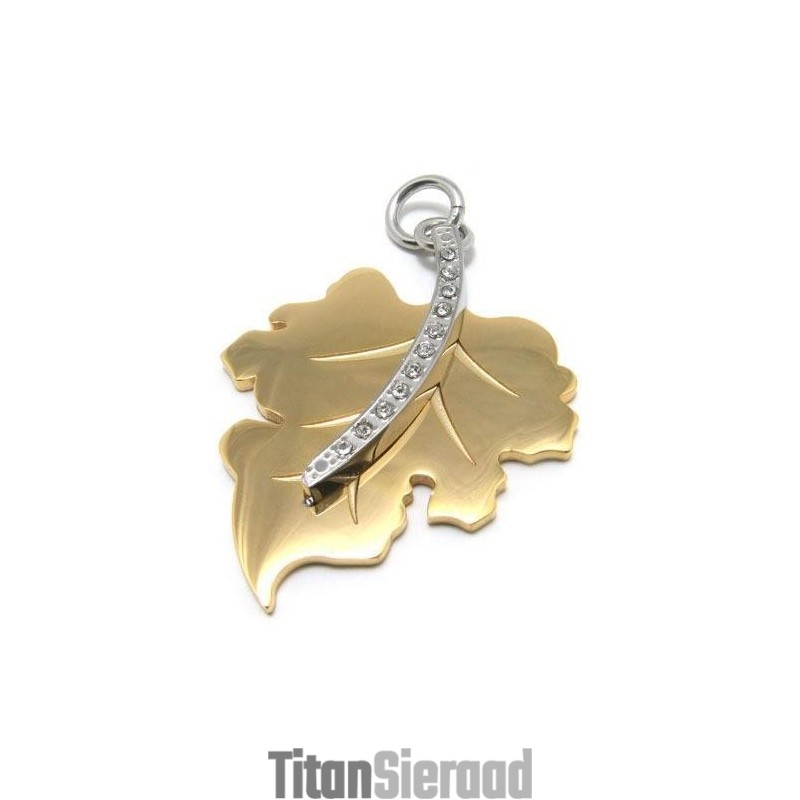Gouden Hanger Van Puur Titanium Met Esdoornblad Voor Heren Gouden Hanger Van Puur Titanium Met Esdoornblad Voor Heren