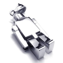 Heren Zilveren Robot Hanger Ketting Van Puur Titanium (Nieuw)