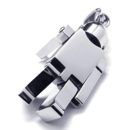 Heren Zilveren Robot Hanger Ketting Van Puur Titanium (Nieuw)