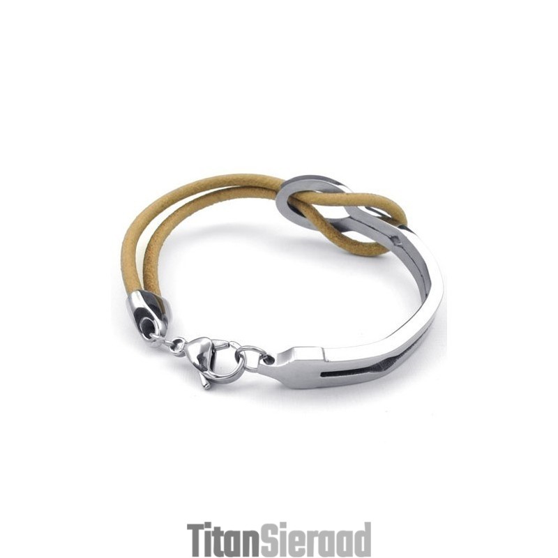 Elegante Vorm, Delicate Kleuren, Uitstekende Kwaliteit Titanium Leren Armband