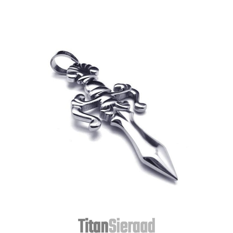 Heren Zilveren Kruiszwaard Hanger Ketting Van Puur Titanium Heren Zilveren Kruiszwaard Hanger Ketting Van Puur Titanium