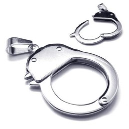 Heren Zilveren Handboeien Hanger Ketting Van Puur Titanium