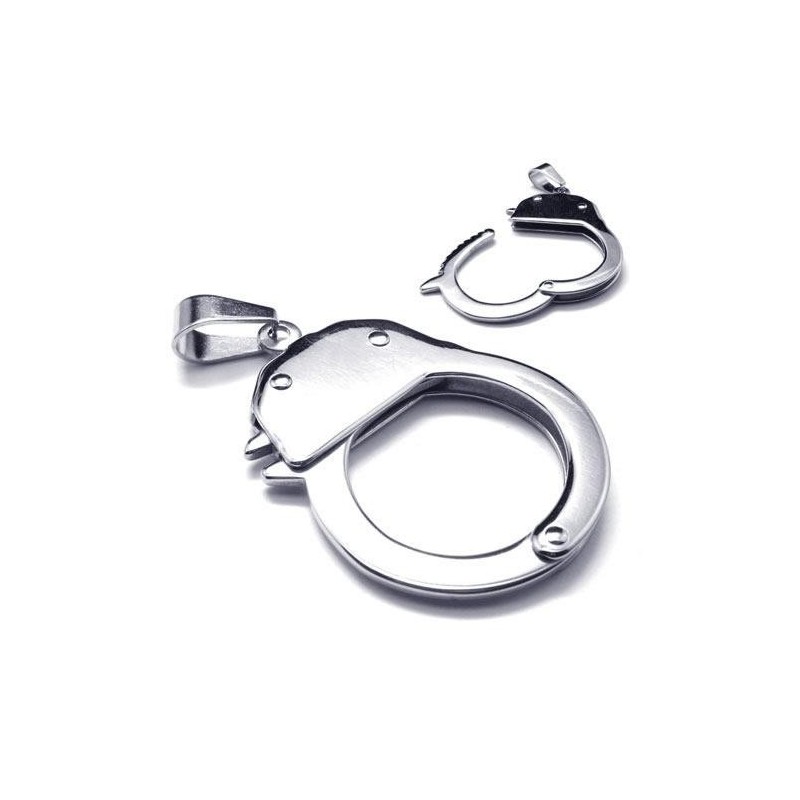 Heren Zilveren Handboeien Hanger Ketting Van Puur Titanium Heren Zilveren Handboeien Hanger Ketting Van Puur Titanium