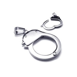 Heren Zilveren Handboeien Hanger Ketting Van Puur Titanium