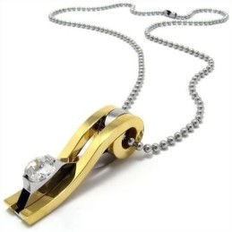 Heren Gouden Hanger Ketting Van Puur Titanium (Nieuw)