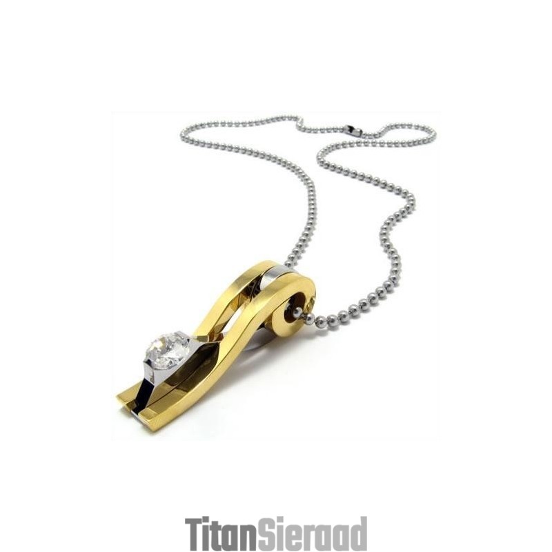 Heren Gouden Hanger Ketting Van Puur Titanium (Nieuw) Heren Gouden Hanger Ketting Van Puur Titanium (Nieuw)