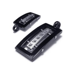 Heren Zilveren Zwarte Pure Titanium Hanger Ketting