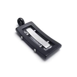 Heren Zilveren Zwarte Pure Titanium Hanger Ketting