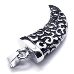 Heren Zwart Zilver Puur Titanium Speer Hanger Ketting
