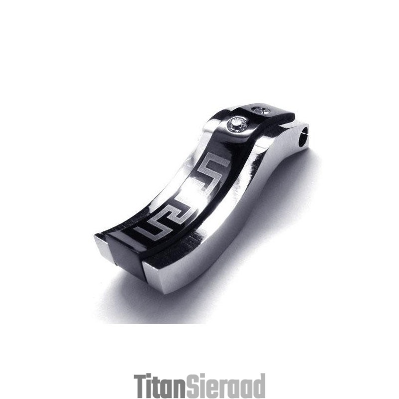 Heren Zwarte Zilveren Hanger Van Puur Titanium (Nieuw)